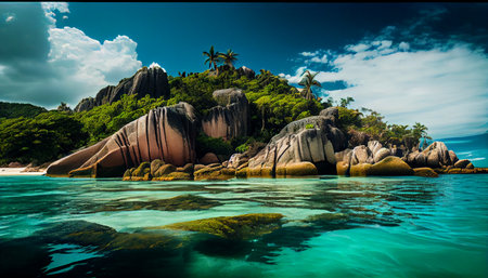 Seyshelles like island. Ai generative imageの素材