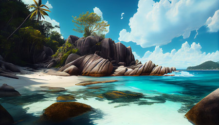 Seyshelles like island. Ai generative imageの素材