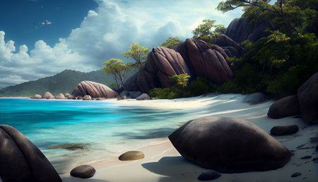 Seyshelles like island. Ai generative imageの素材
