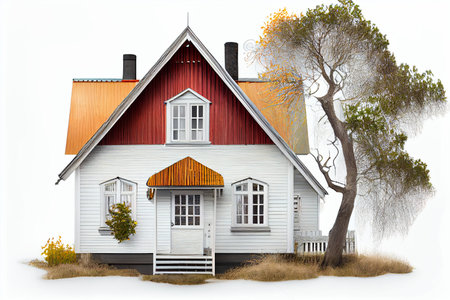 Traditional wooden house in Finland. Generative aiの素材