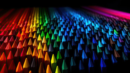 Abstract neon lights into digital technology tunnel. Futuristic technology abstract background. Ai generativeの素材