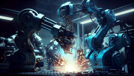 Industrial technology concept. Factory automation. Smart factory. INDUSTRY 4.0 Ai generativeの素材