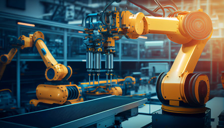 Industrial technology concept. Factory automation. Smart factory. INDUSTRY 4.0 Ai generativeの素材