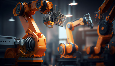 Industrial technology concept. Factory automation. Smart factory. INDUSTRY 4.0 Ai generativeの素材