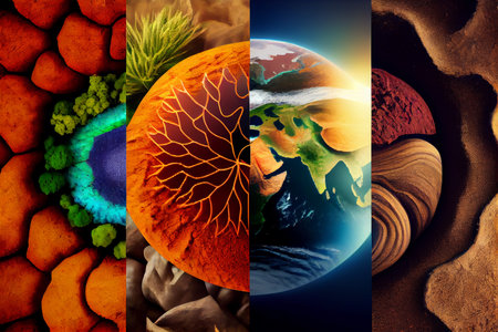 Collage of different types of earth textures. Ai generativeの素材