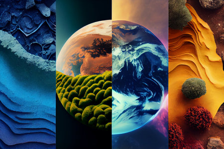 Collage of different types of earth textures. Ai generativeの素材