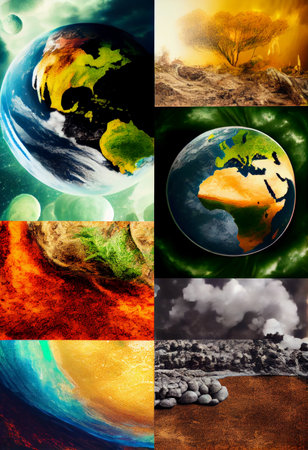 Collage of different types of earth textures. Ai generativeの素材