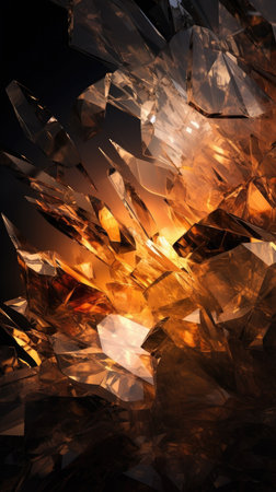 Abstract photography of a burning crystal and smoke in black reflective back. Ai generativeの素材