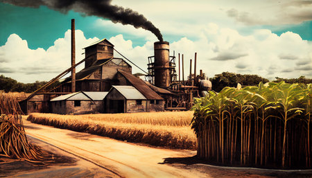 Sugar cane old factory. Generative aiの素材