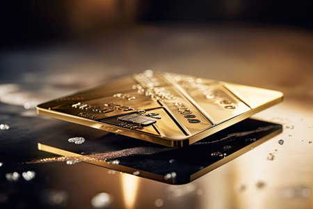 Credit card on table. Selective focus. Ai generativeの素材