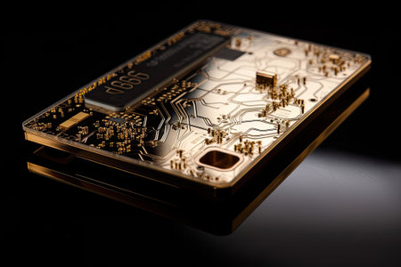 Credit card on table. Selective focus. Ai generativeの素材