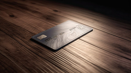 Gold blank credit card on table, ai generativeの素材