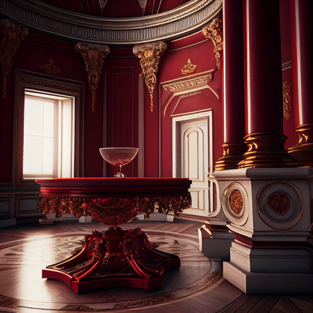 Red white interior of meeting room in moder office. Ai generativeの素材