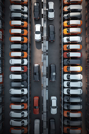 Automobile assembly line production. Ai generativeの素材