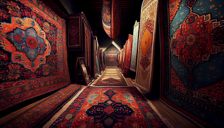 Old carpet shop in eastern bazaar, ai henerativeの素材