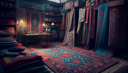 Old carpet shop in eastern bazaar, ai henerativeの素材
