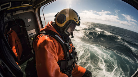 Helicopter rescue at seaの素材