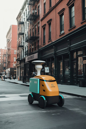 Remotely controlled robot for mail delivery. Ai generativeの素材