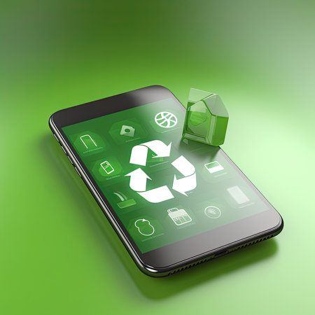 Green triangular eco recycle icons - ai generativeの素材