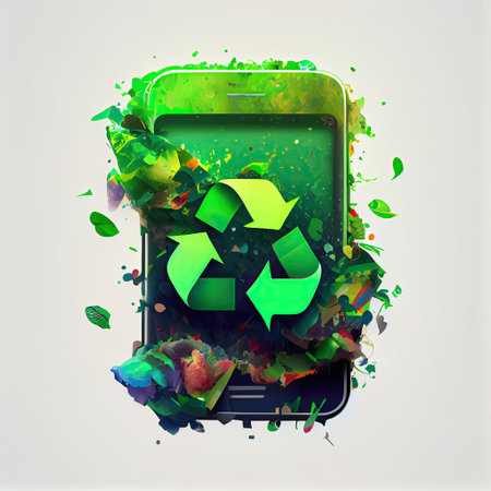 Green triangular eco recycle icons - ai generativeの素材