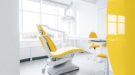 Modern Dental Clinic, Dentist chair and other accessories used by dentists. Dental surgeon, is a surgeon who specializes in dentistry and treatment of conditions of oral cavity. Ai generativeの素材