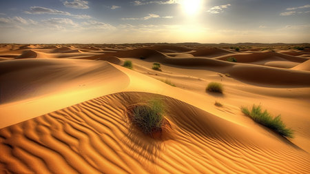 Sunset in the desert, Sunset in the desert in Dubai UAE, ai generativeの素材