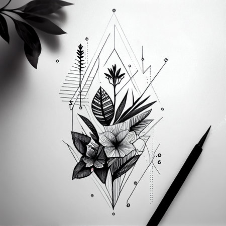 Hand-drawn abstract henna mendie flowers and doodle illustration design element, ai generativeの素材