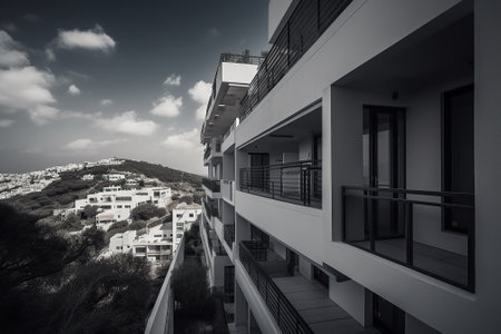 White mediterranian modern country house. Ai generativeの素材