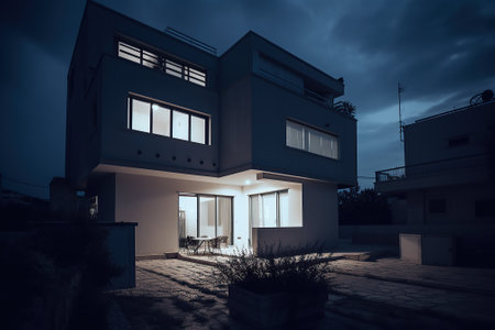 White mediterranian modern country house. Ai generativeの素材