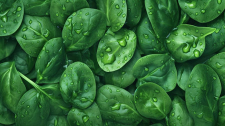 Spinach background full image. Top view, ai generativeの素材
