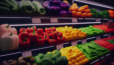 Fruits and vegetables at a farmers market, ai generativeの素材