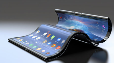 Modern flex screen icon. Flat illustration of modern flex screen icon for web design. Ai generativeの素材