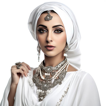 Beautiful middle eastern woman wearing abaya, ai generativeの素材
