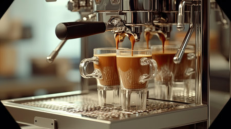 Coffee mashine making fresh cup of espresso, ai generativeの素材