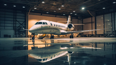 Luxorious Business Jet in Hangar. Ai generativeの素材
