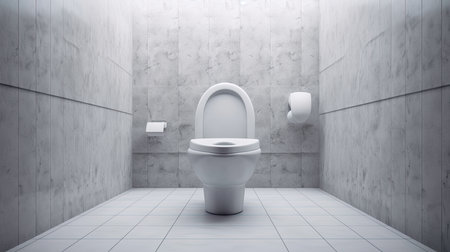 Toilet bowl in modern bathroom interior, ai generativeの素材