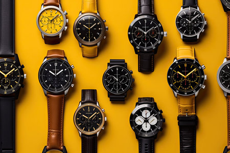 Wrist watches collage with copy space, ai generativeの素材