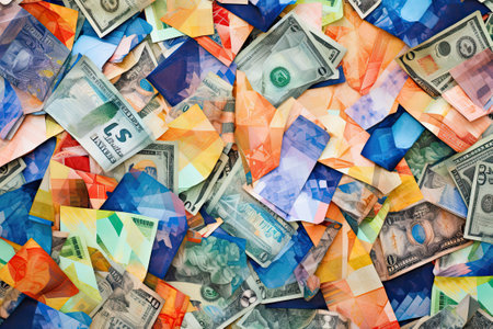 Unreal, ai generative World money collection of different countries as background.の素材