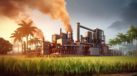 Sugar cane factory. Generative aiの素材