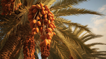 Dried date on palm branch.の素材