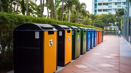 waste collection compartments by categories for recycling.の素材