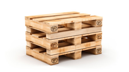 freight euro pallet stacked on white background.の素材
