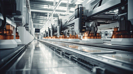 factory workshop interior and machines.の素材