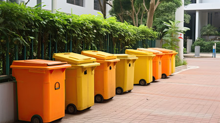 waste collection compartments by categories for recycling.の素材