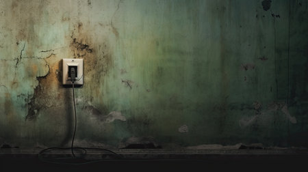 Close Up vintage electrical power socket on wall