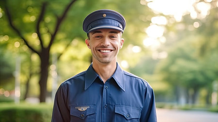 Mailman Walking Along Street Delivering Lettersの素材