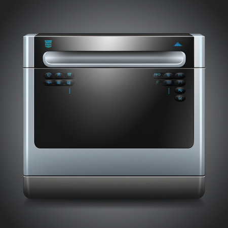 silver dishwasher open door, kitchen appliance.の素材