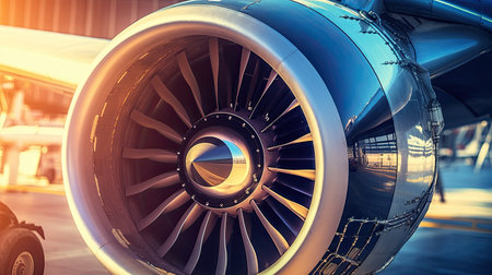 Turbo-jet engine of the plane, close up.の素材