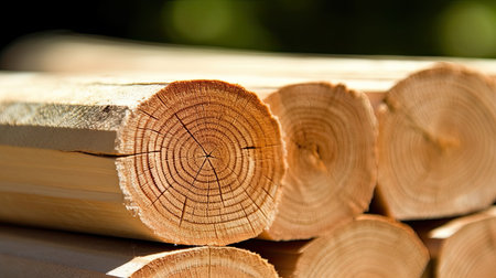 Pile of wood logs storage for industry.の素材