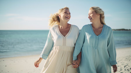 Portrait of a happy young couple hugging and smiling while enjoying a fun date in the park, ai generativeの写真素材